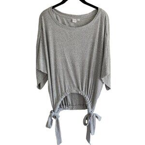 Gap Ribbed Softspun Short Sleeve Side-Tie Top-Gray-Size M-GUC